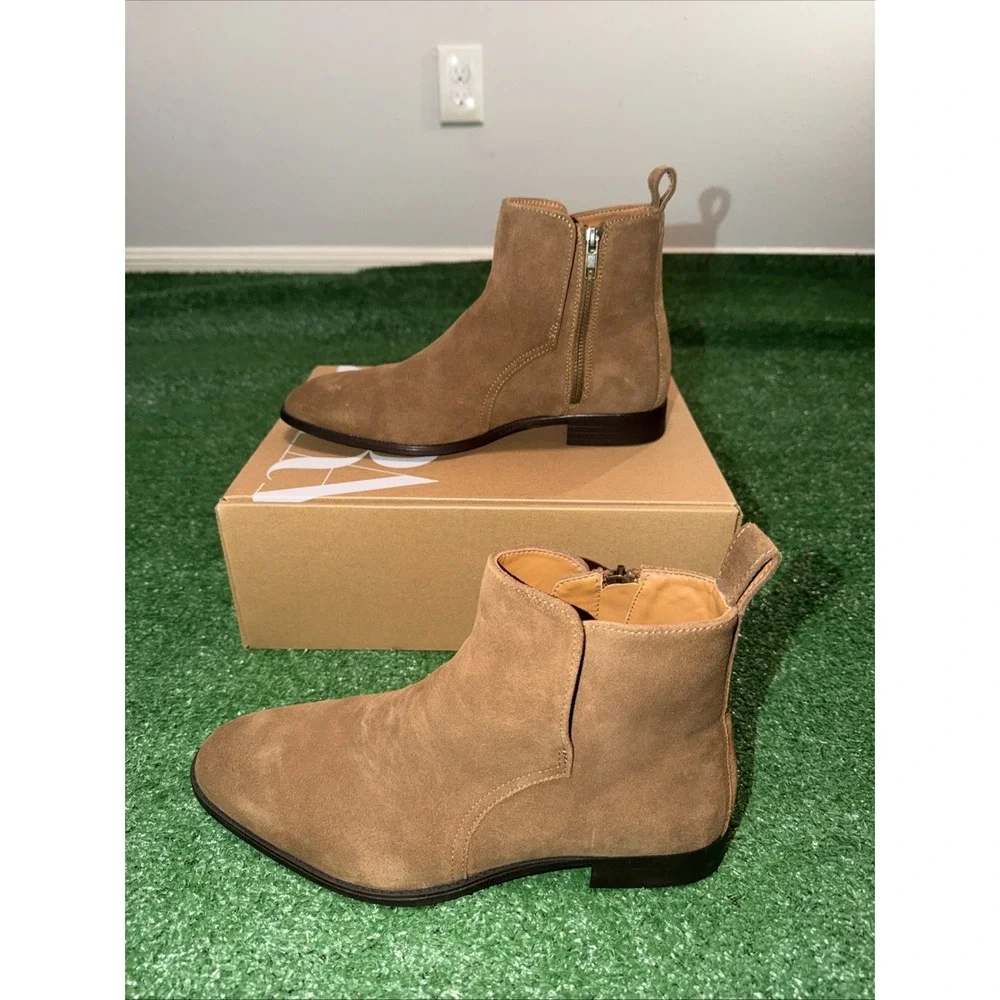 Zara Men's Brown Suede Chelsea Ankle Boots Size 7 Side Zip Casual Dress Shoes